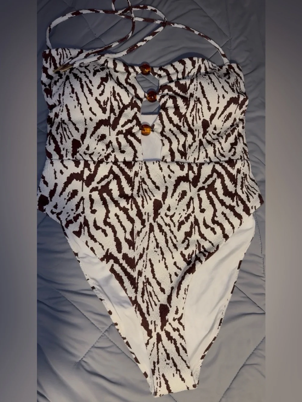 Rebecca Minkoff woman  size large  & White Zebra-Print One-Piece Swimsuit - Picture 5 of 9